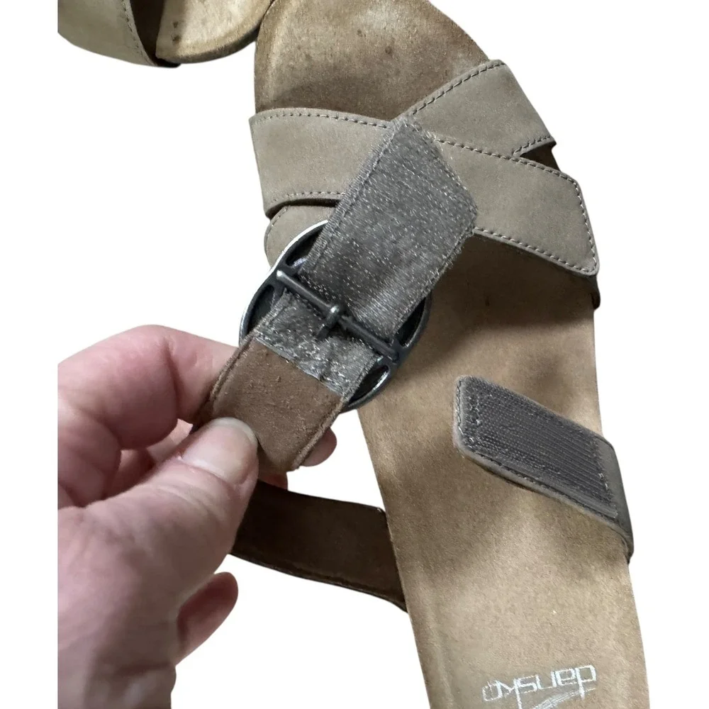 Dansko Wedge Sandals Womens 40 Brown‎ Excellent Leather Cork Strappy 3420160600